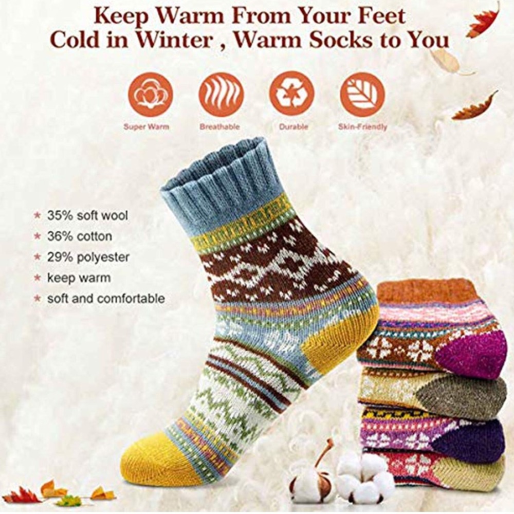 Winter Socks 5 Pairs Thick Wool Soft Warm - Picture 3 of 5